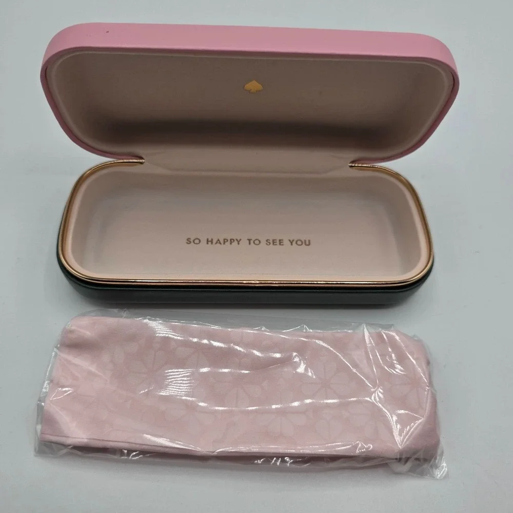 Kate Spade New York Pink Green Hard Shell‎ Eyeglass Case with Pouch Designer